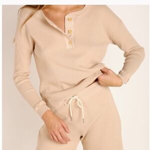 MATE the Label Henley & Jogger Lounge Set Size Large 3 Piece Set Organic Cotton